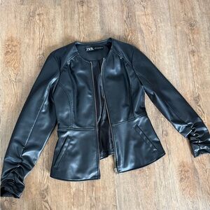 Zara Black Faux Leather Women's Blazer